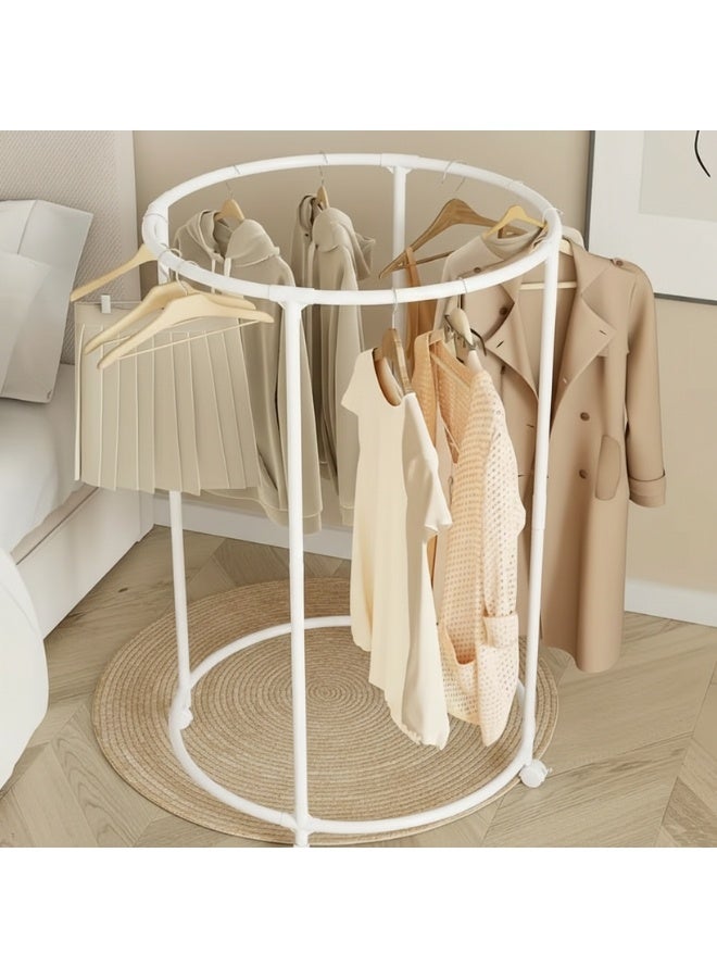 هابي هوم ستاند ملابس دائري متحرك بعجلات – شماعة ملابس معدنية قائمة بذاتها بزاوية دوران 360 درجة – منظم ملابس أرضي متعدد الاستخدامات للمنازل والمحلات التجارية والبوتيكات – تصميم عملي بثبات عالي وقدرة تحمل قوية وسهل التركيب - Image 2